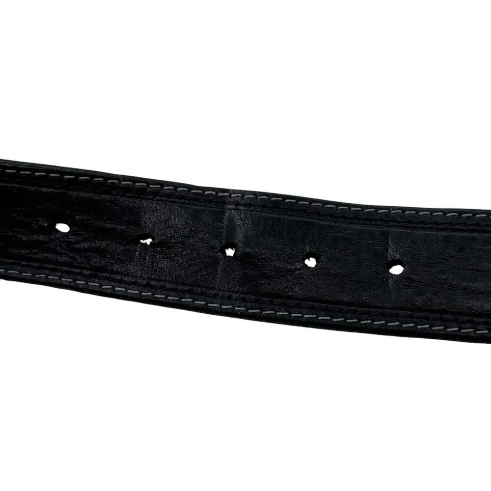 Bronzino Leather Buckle Belt Men's 38 Black Italy Luxe Polished Office Classic